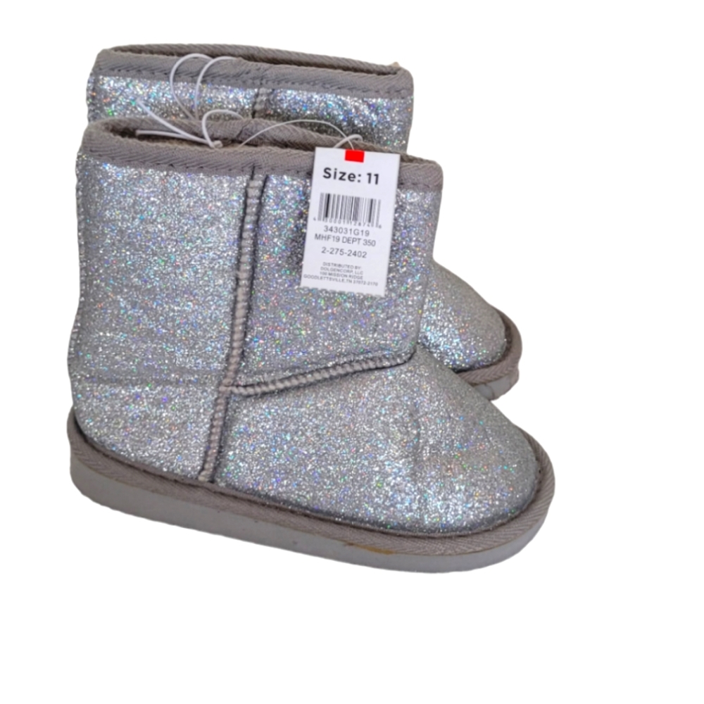 Boots, Glitered silver boots, Toddler boots size 11. NWT from Dollar General